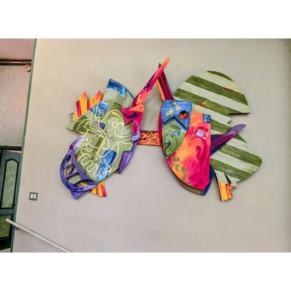 Colorful Abstract Mixed Media Wall Art Sculpture 6' x 9'